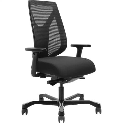 Picture of SERATI HIGH MESH BACK CHAIR BODY-WEIGHT SYNCHRO ADJUSTABLE ARMREST BLACK ALUMINIUM BASE FOOTPLATES GABRIEL FIGHTER