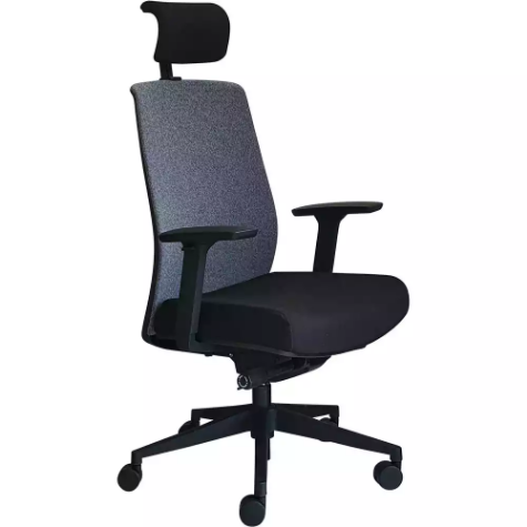 Picture of JIRRA SIDE CONTROL SYNCHRO HIGH MESH BACK ARMS HEADREST GREY BACK BLACK SEAT