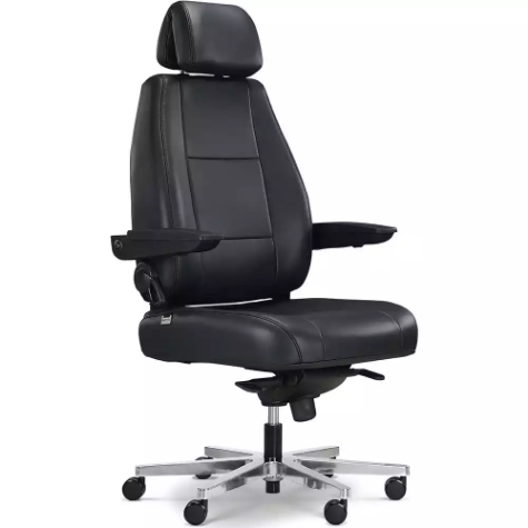 Picture of CONTROLMASTER HEAVY DUTY CHAIR ADJUSTABLE ARMS AND HEADREST BLACK LEATHER