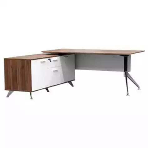 Picture of POTENZA MANAGER DESK WITH BUFFET LEFT HAND RETURN 1950 X 1850 X 750MM CASNAN/WHITE