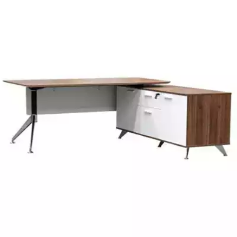 Picture of POTENZA MANAGER DESK WITH BUFFET RIGHT HAND RETURN 1950 X 1850 X 750MM CASNAN/WHITE