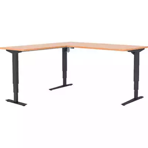 Picture of CONSET 501-43 ELECTRIC HEIGHT ADJUSTABLE L-SHAPED DESK 1800 X 800MM / 1800 X 600MM BEECH/BLACK