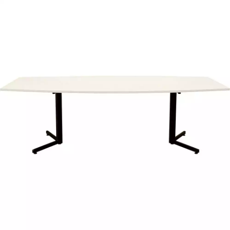Picture of OM BOARDROOM TABLE BOAT SHAPED 2400 X 1200MM WHITE/BLACK