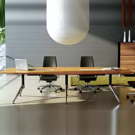 Picture of NOVARA BOARDROOM TABLE WITH CABLE BOX 3000 X 1200 X 750MM ZEBRANO TIMBER VENEER