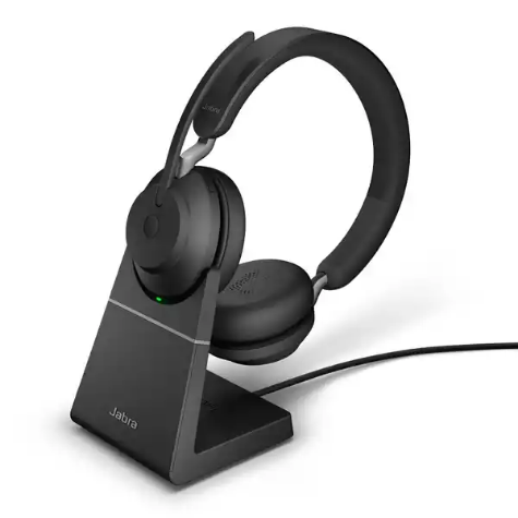 Picture of Jabra Wireless Evolve 2 65 MS Stereo Bluetooth Headset W Charging Stand + USB-A + Link 380A Black