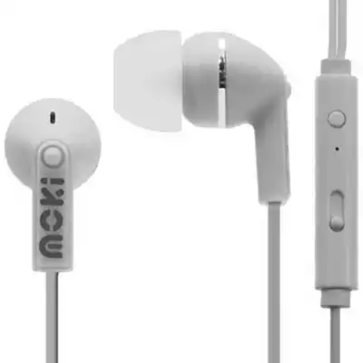 Picture of MOKI STEREO EARBUDS NOISE ISOLATION WITH MICROPHONE AND CONTROL WHITE