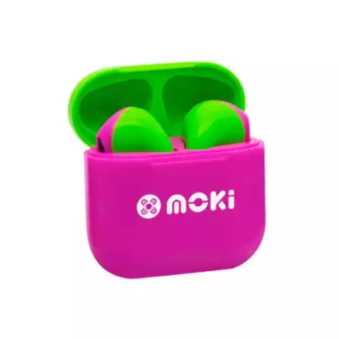 Picture of MokiPods Mini TWS Earphones for Kids Volume Limited - Pink Green