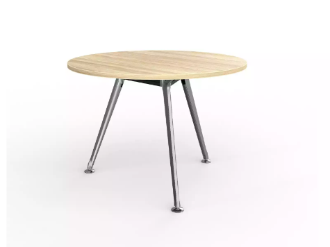 Picture of 1050mm Round Team Table- Polished Alloy Frame, New Oak Top