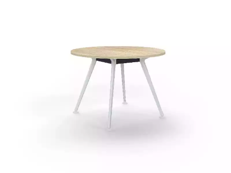 Picture of 1200mm Round Team Table- White Frame, New Oak Top