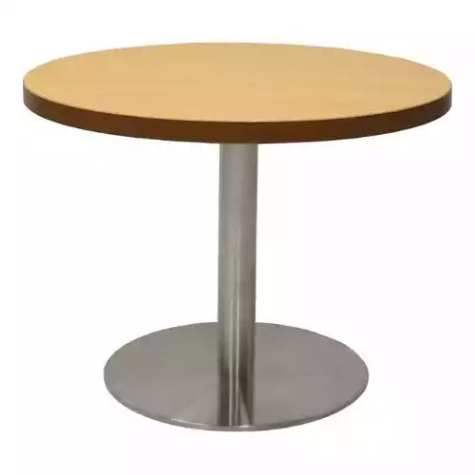 Picture of RAPIDLINE CIRCULAR COFFEE TABLE 600 X 425MM BEECH COLOURED TABLE TOP / STAINLESS STEEL BASE