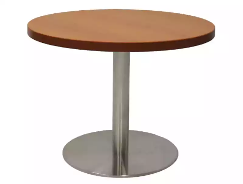 Picture of RAPIDLINE CIRCULAR COFFEE TABLE 600 X 425MM CHERRY COLOURED TABLE TOP / STAINLESS STEEL BASE