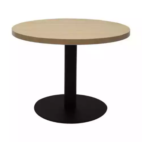 Picture of RAPIDLINE CIRCULAR COFFEE TABLE 600 X 425MM NATURAL OAK TABLE TOP / BLACK POWDER COAT BASE