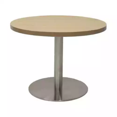 Picture of RAPIDLINE CIRCULAR COFFEE TABLE 600 X 425MM NATURAL OAK TABLE TOP / STAINLESS STEEL BASE