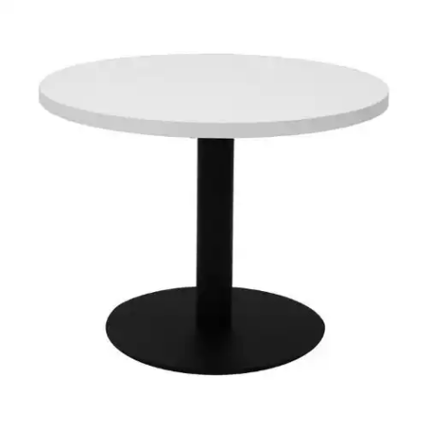 Picture of RAPIDLINE CIRCULAR COFFEE TABLE 600 X 425MM NATURAL WHITE TABLE TOP / BLACK POWDER COAT BASE