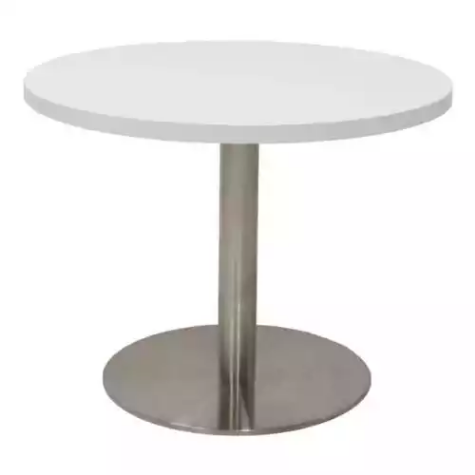 Picture of RAPIDLINE CIRCULAR COFFEE TABLE 600 X 425MM NATURAL WHITE TABLE TOP / STAINLESS STEEL BASE