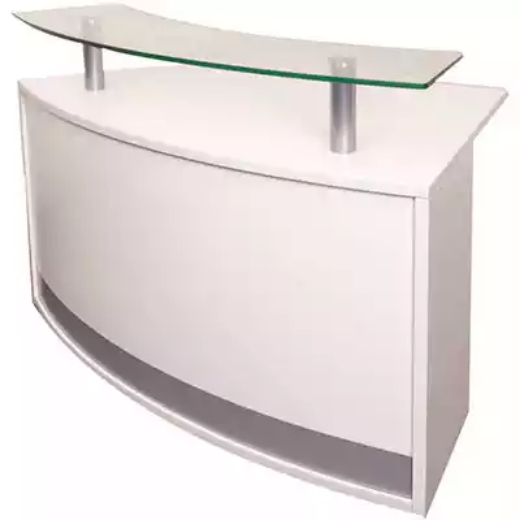 Picture of RAPIDLINE MODULAR RECEPTION COUNTER WITH GLASS SHELF 1339 X 872 X 935MM WHITE