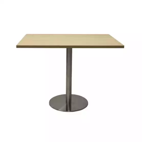 Picture of RAPIDLINE SQUARE MEETING TABLE DISC BASE 900MM NATURAL OAK/STAINLESS STEEL