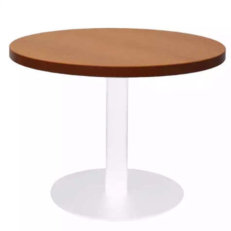 Picture of RAPIDLINE CIRCULAR COFFEE TABLE 600 X 425MM CHERRY COLOURED TABLE TOP / WHITE POWDER COAT BASE
